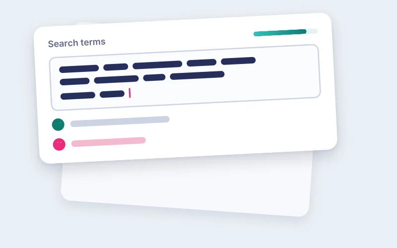 Drawing of a search terms field with a length meter