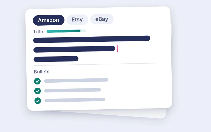 Drawing of a listing title being typed, with a length meter