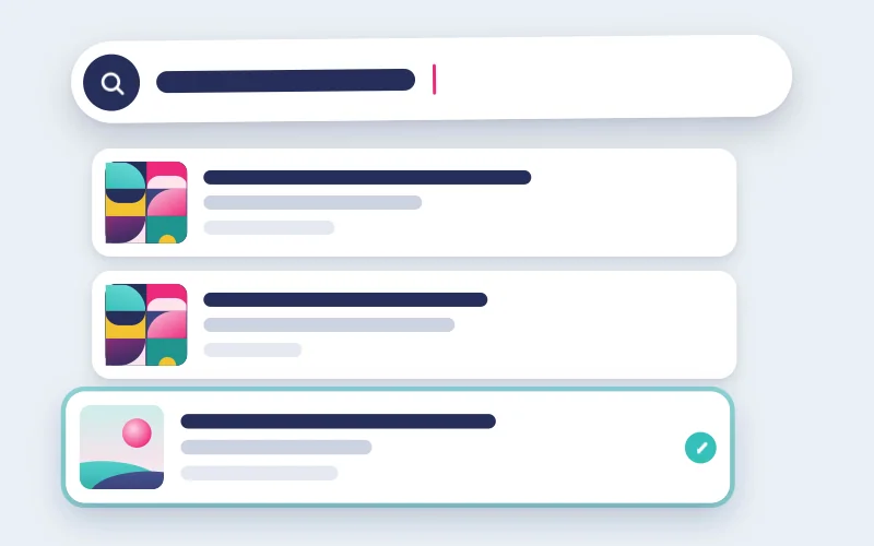 Drawing of a search and the listings it finds, one lifted