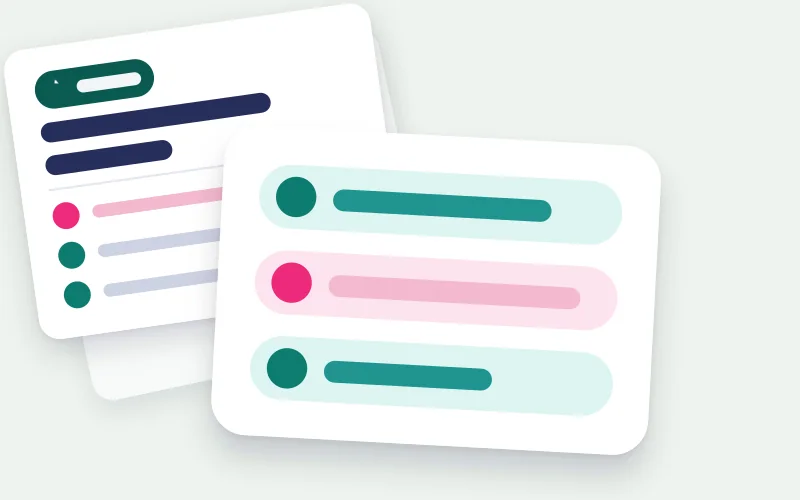 Drawing of allowed and refused claims in front of a rule card with a warning tag and ticked requirements
