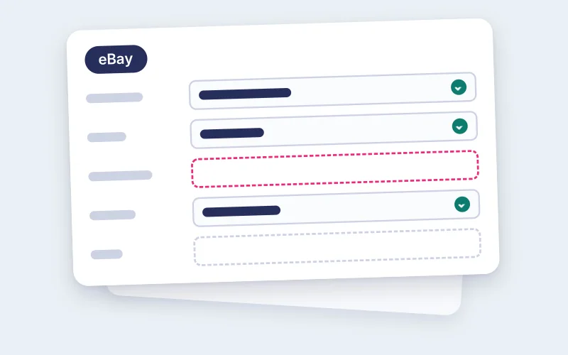 Drawing of item specifics, a name and a value per row, one required field still empty