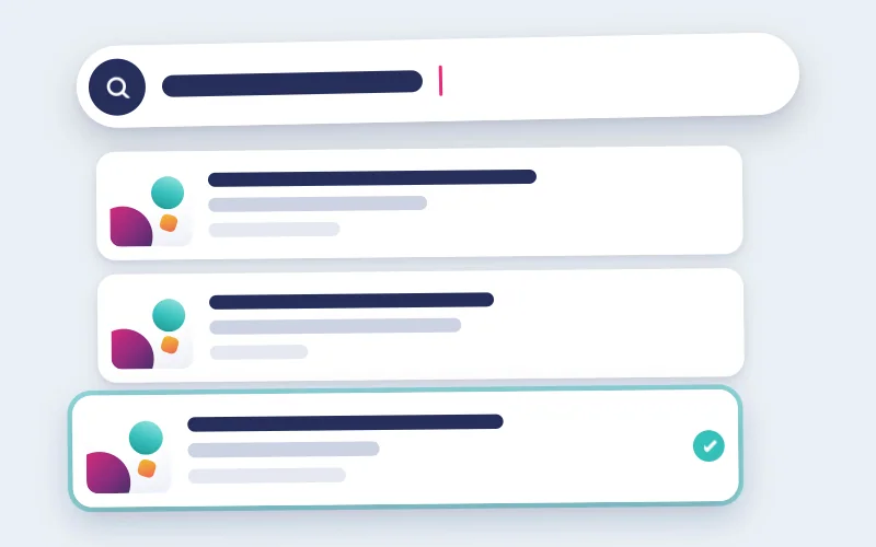 Drawing of a search and the listings it finds, one lifted