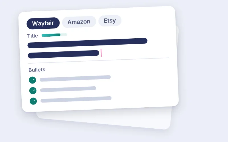 Drawing of a listing's title and bullets under marketplace tabs